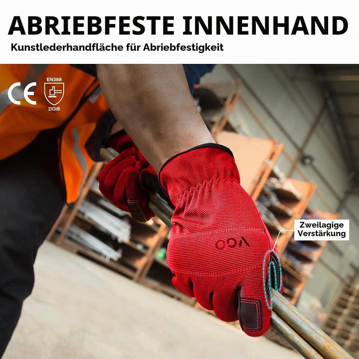 Vgo... Arbeitshandschuhe, Sicherheitshandschuhe,robust XL (3er Pack) 3 Farben,NB7581, XL (3er Pack)