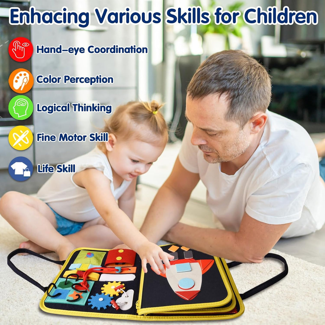 Montessori Busy Board ab 1 Jahr, 4-Schichten Activity Board für Kleinkinder Baby ab 1 2 3 4 Jahre mi