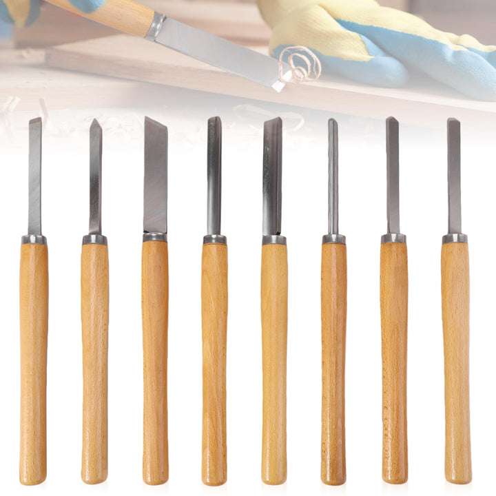 Drechselmesser Set 8 Stück, Stechbeitel Set für Holz Drehmeissel Set mit Manganstahl Klingen und Pol