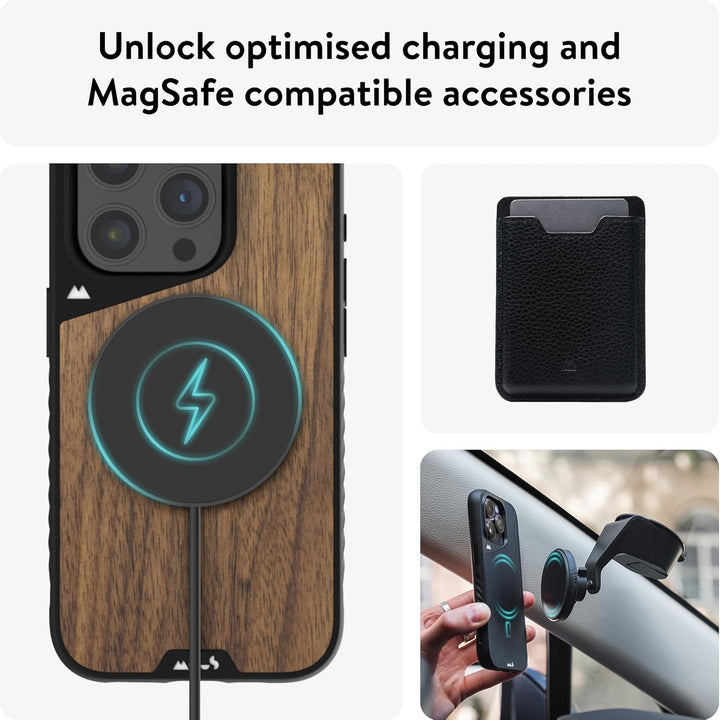 Mous Hülle für iPhone 15 Pro Max MagSafe Kompatibel Case - Limitless 5.0 - Walnuss - Handyhülle iPho