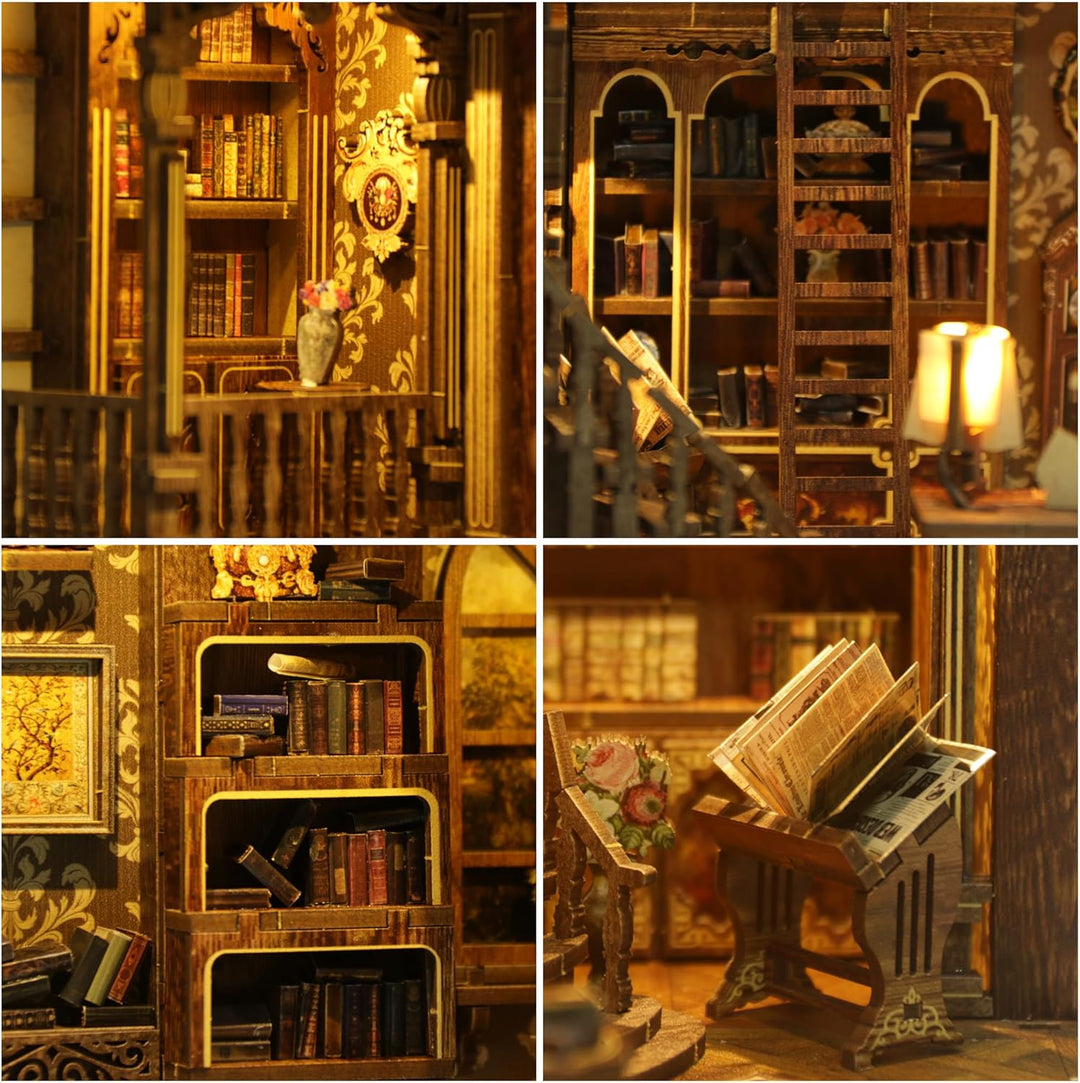 Book Nook Kit für Erwachsene - CRIOLPO DIY Miniatur Haus Holzpuzzle 3D Puppenhaus - Buchstütze für B