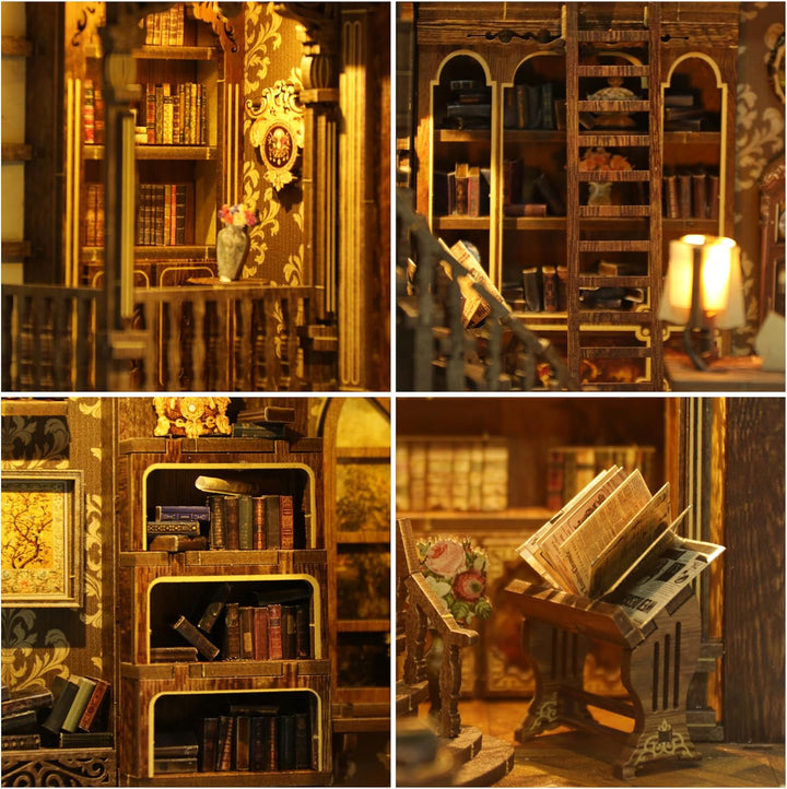 Book Nook Kit für Erwachsene - CRIOLPO DIY Miniatur Haus Holzpuzzle 3D Puppenhaus - Buchstütze für B