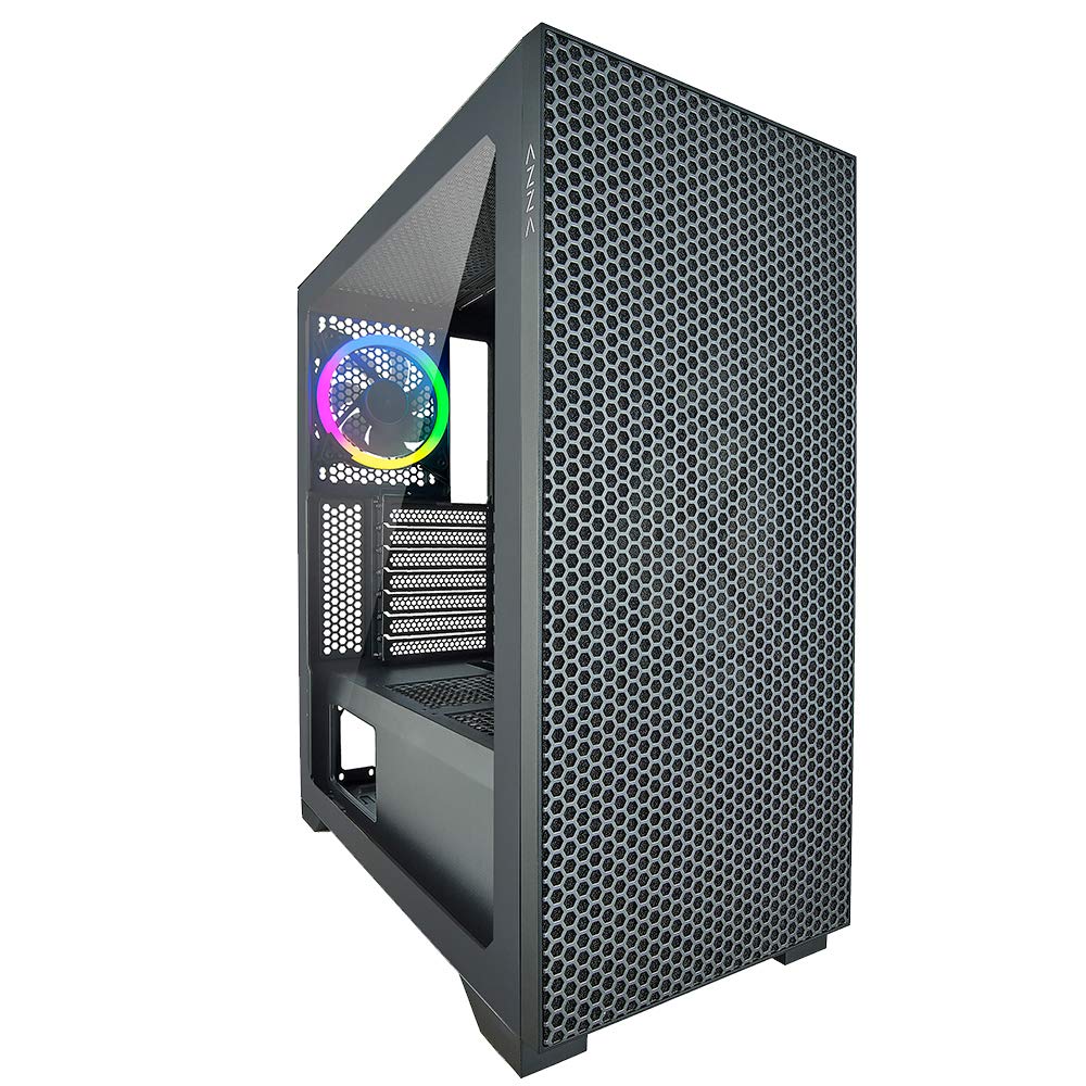 AZZA Hive - ATX Mid Tower Gaming Gehäuse, Design für optimalen Airflow, mit ARGB Lüfter, Schwarz