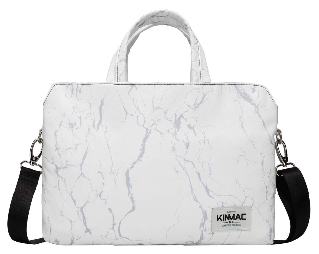 Kinmac 360 Degree Laptop Messenger Shoulder Bag 11 inch-13.5 inch Weisser Marmor mit 2 Taschen, 11 i