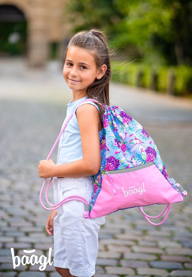 Baagl Schulranzen Mädchen für 1. Klasse, Airy Schultasche Set 3-Teilig, Grundschule Schulrucksack fü