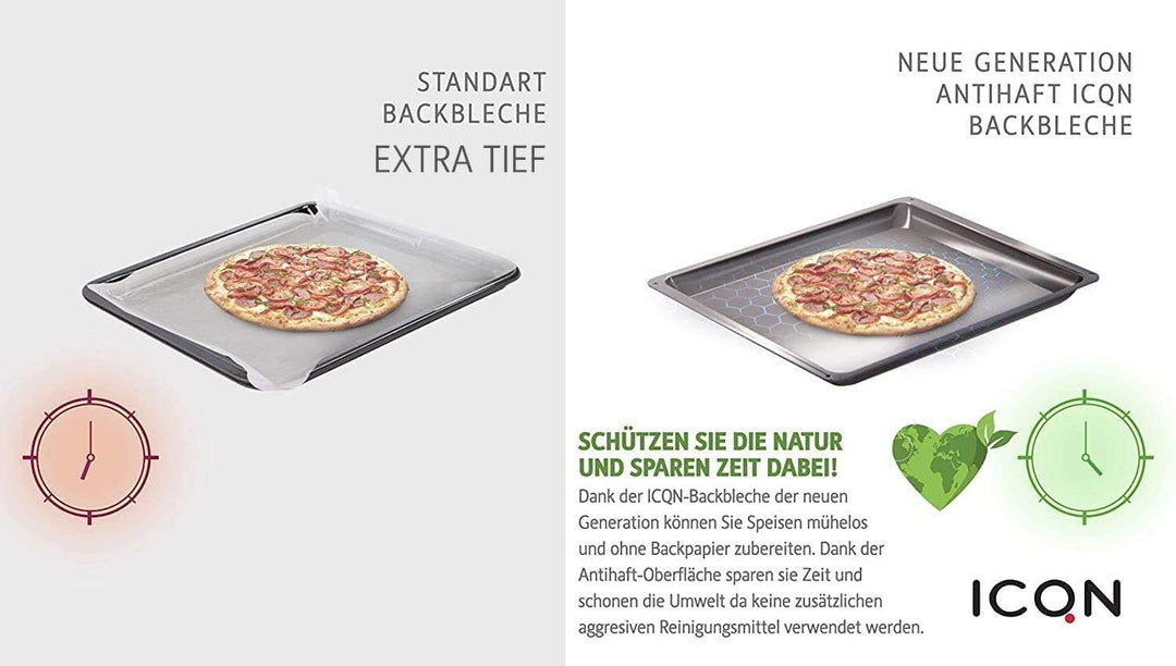 ICQN Backblech mit Antihaftbeschichtung 45.5 x 37.5 x 6 cm, Extra Tiefe Fettpfanne für Backofen und