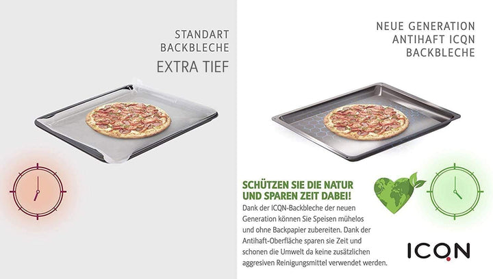 ICQN Backblech mit Antihaftbeschichtung 45.5 x 37.5 x 6 cm, Extra Tiefe Fettpfanne für Backofen und