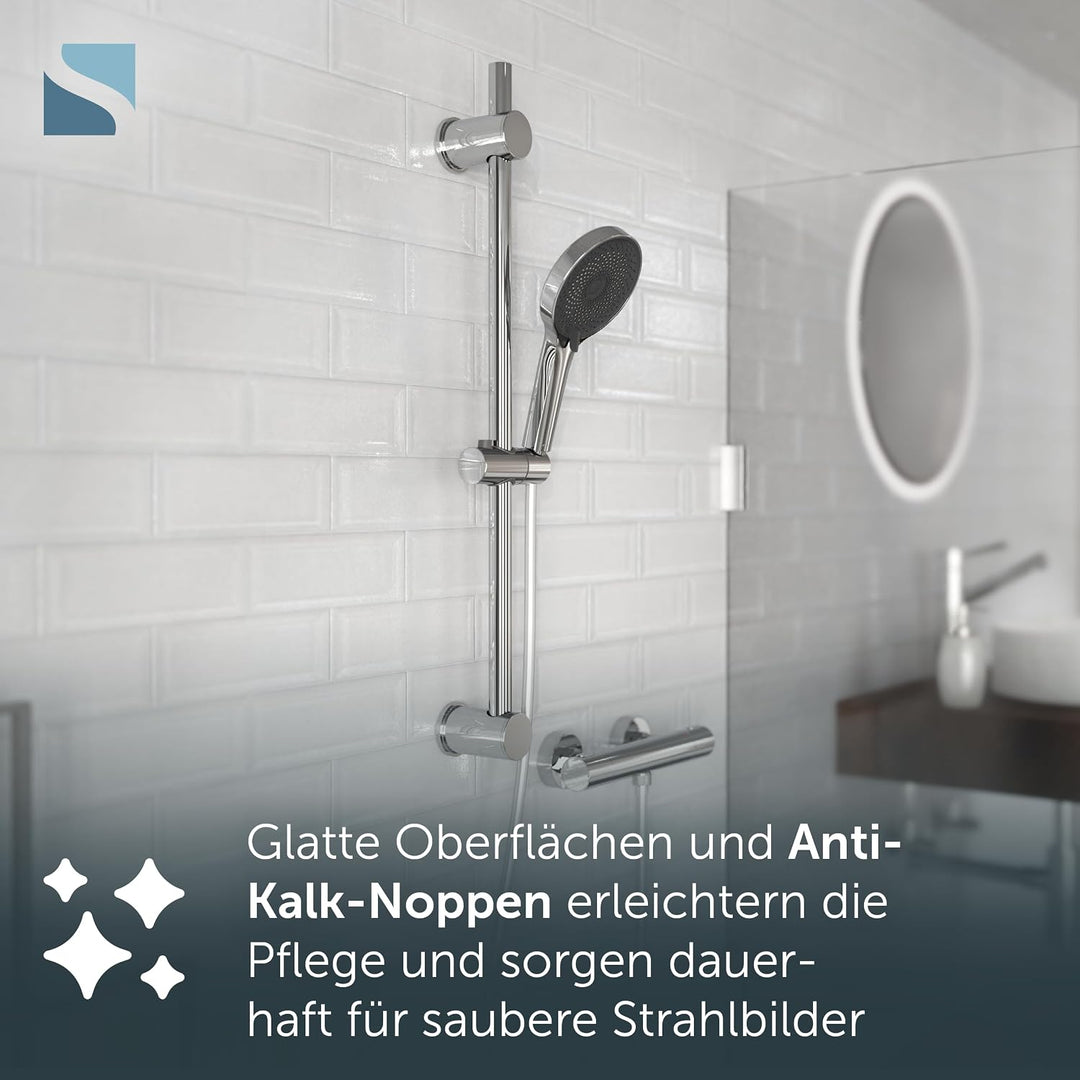 SCHÜTTE Handbrause SAMOA RAIN | Samtstrahl-Technologie | Duschkopf mit über 300 Düsen | 3 einstellba