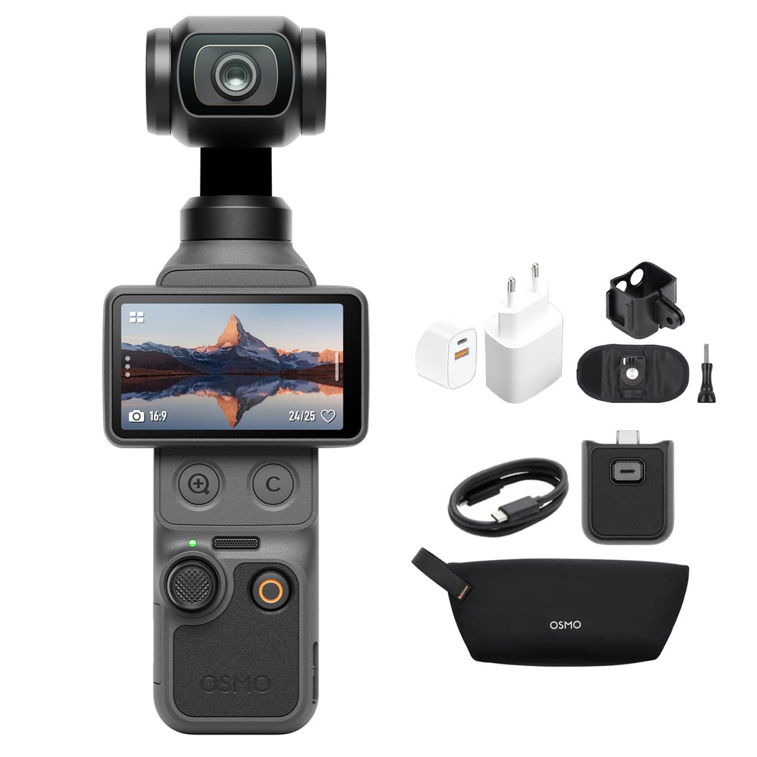 DJI Osmo Pocket 4 Essential Combo, Pocket Gimbal Vlog Kamera, 1″ CMOS und 4K/240fps, 3‑Achsen-Stabil
