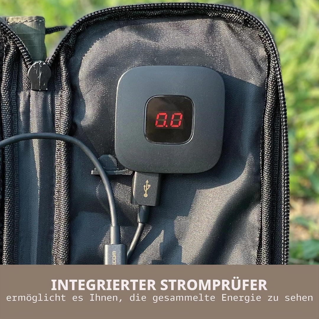 ELECOM NESTOUT Tragbares Solarmodul, Dual-USB-A-Ports, 28 W Stromerzeugungs-Ladegerät für Handy, Cam