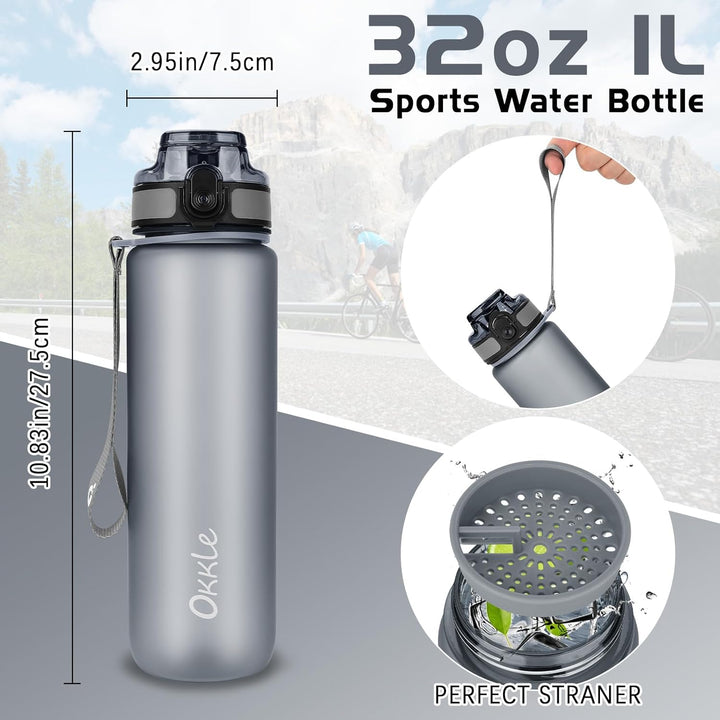 Trinkflasche 1L BPA freie Wasserflasche mit Verschlussdeckel und auslaufsicher, geeignet für Fitness