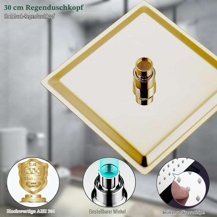 Ohotecy 12 Zoll(30cm) Regendusche Duschkopf Edelstahl AISI304 Regenbrause Anti-Kalk-Düsen Duschkopf