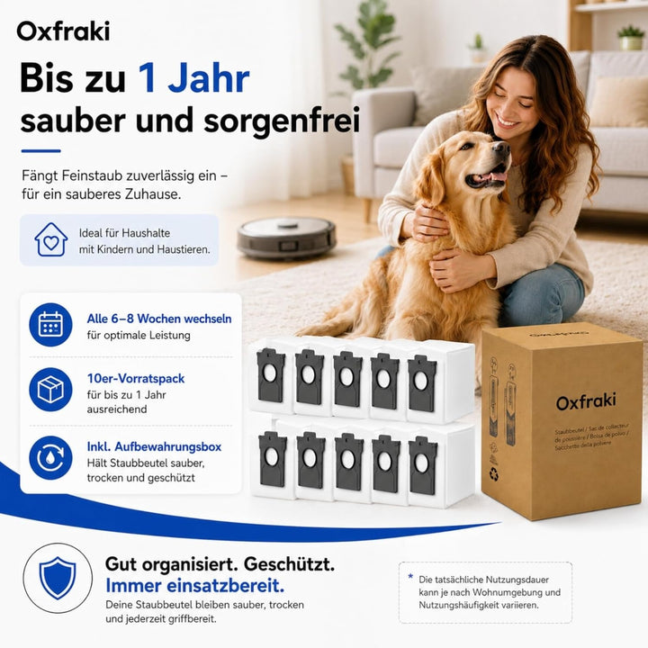 10 Stück Staubbeutel für Mova E30 Ultra/ P50 Pro Ultra/ V50 Ultra Staubsauger, Dreame L10s Serie, L2