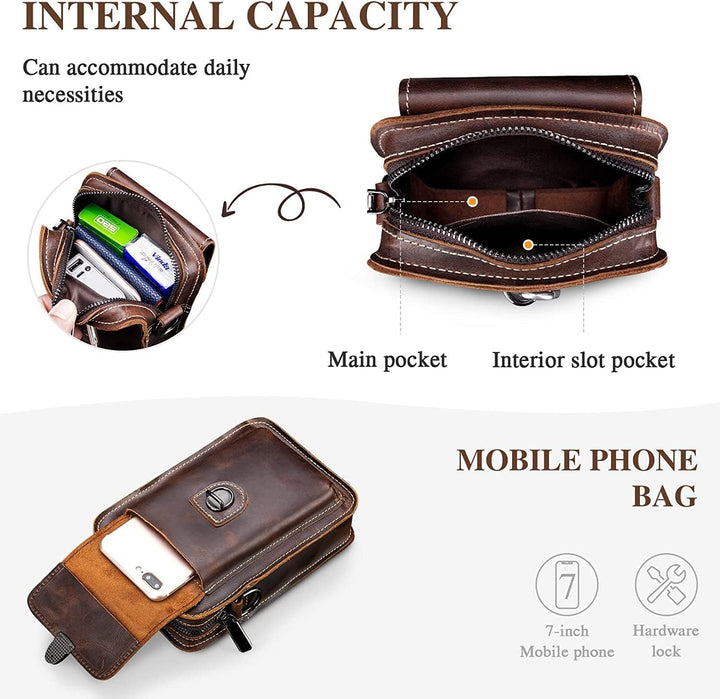 BAIGIO Handytasche Leder Vintage Gürteltasche Herren Hüfttasche Klein Schultertasche Umhängetasche R