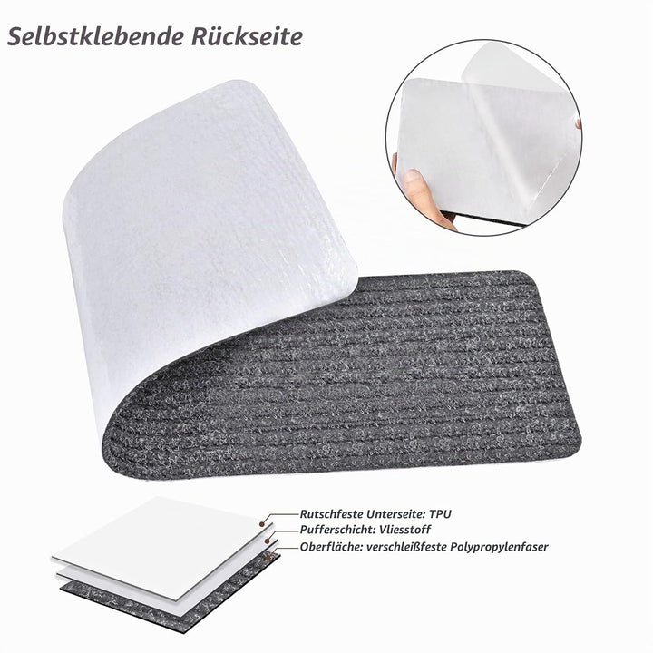 MBIGM 15er Set Stufenmatten 20 cm X 76 cm Treppenteppich Selbstklebend Sicherheit Stufenteppich für