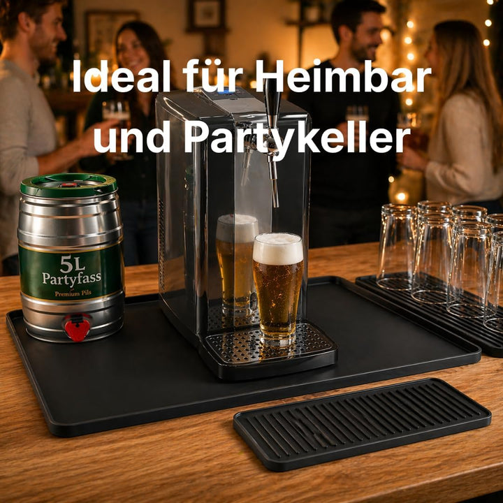 Silikon Matte für Bierzapfanlage 2er Set Schwarz 60 x 40 cm und 40 x 20 cm, rutschfeste Bar Unterlag