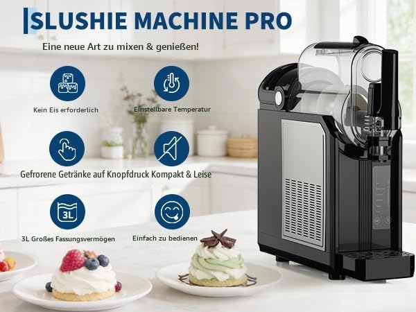 Slush Maschine für Zuhause 3,0L, 5-in-1 Eismaschine für Slushies, Cocktails, Milchshakes, Frappé &amp; F