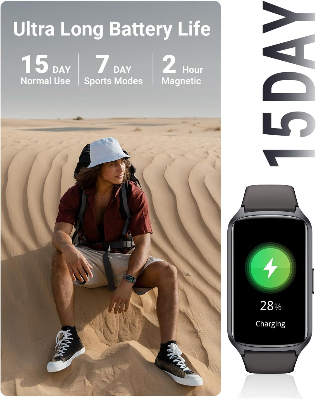 Fitness Tracker Fitnessuhr Damen Herren, bis zu 7 Tage Akkulaufzeit, 20+ Trainningsmodi, SpO2 Tracki