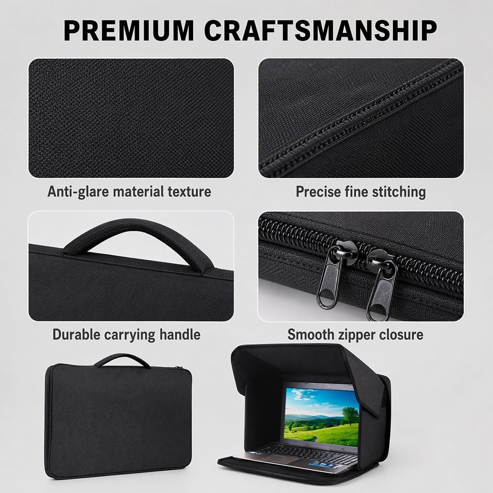 CEWROM Laptop-Sonnenschutz, Klappbare 2-in-1 Laptoptasche, Universal Sonnenblende Sichtschutzhaube f