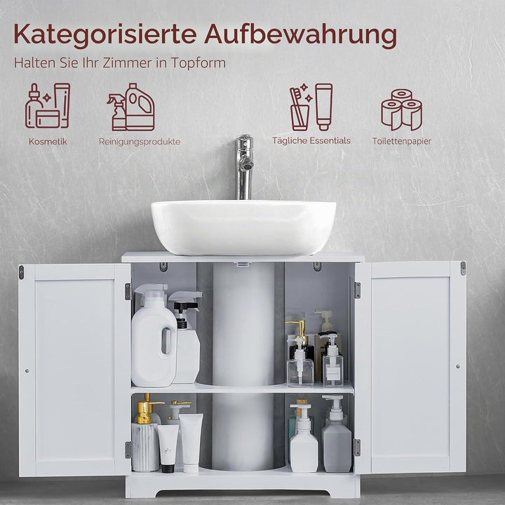 Bath Vida Priano Waschbecken-Unterschrank für Badezimmer, bodenstehende Aufbewahrungseinheit, weiss,