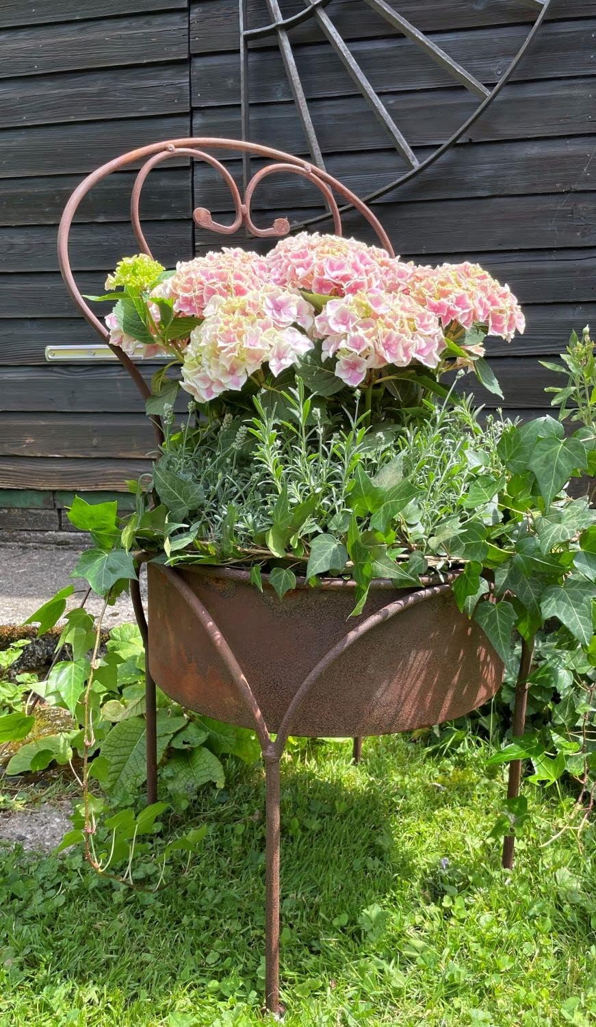 Pflanzstuhl Edelrost Herz B: 45 H: 87 T: 47 stabil massiv Gartenpflanzstuhl