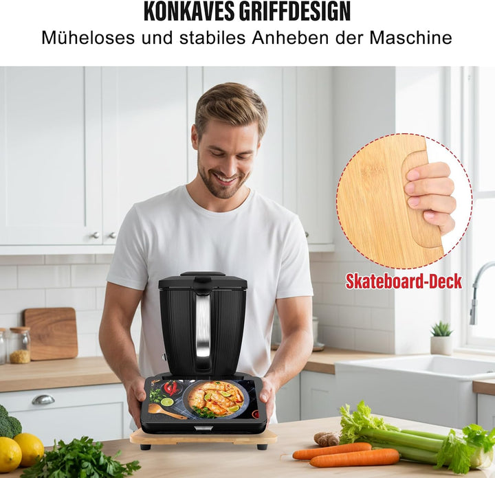 Bambus Gleitbrett für Thermomix TM7, Rollbrett zum mühelosen Verschieben | Schützt die sensible Waag