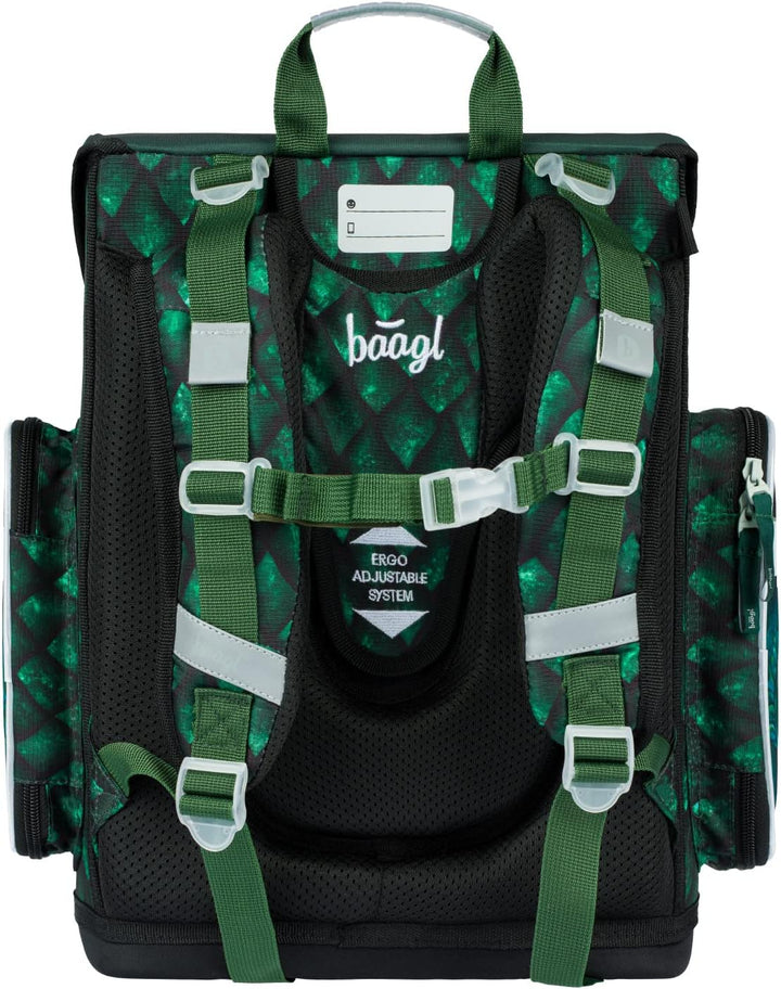 Baagl Schulranzen Jungen Set 3 Teilig, Ergo Schultasche für 1. Klasse, Ergonomische Grundschule Ranz