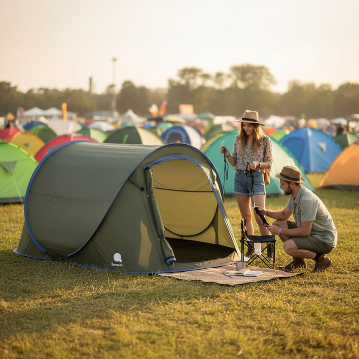 Pop Up Wurfzelt für 2-3 Personen in blau, grün oder Silber - Trekking und Camping Sofortzelt - Autom