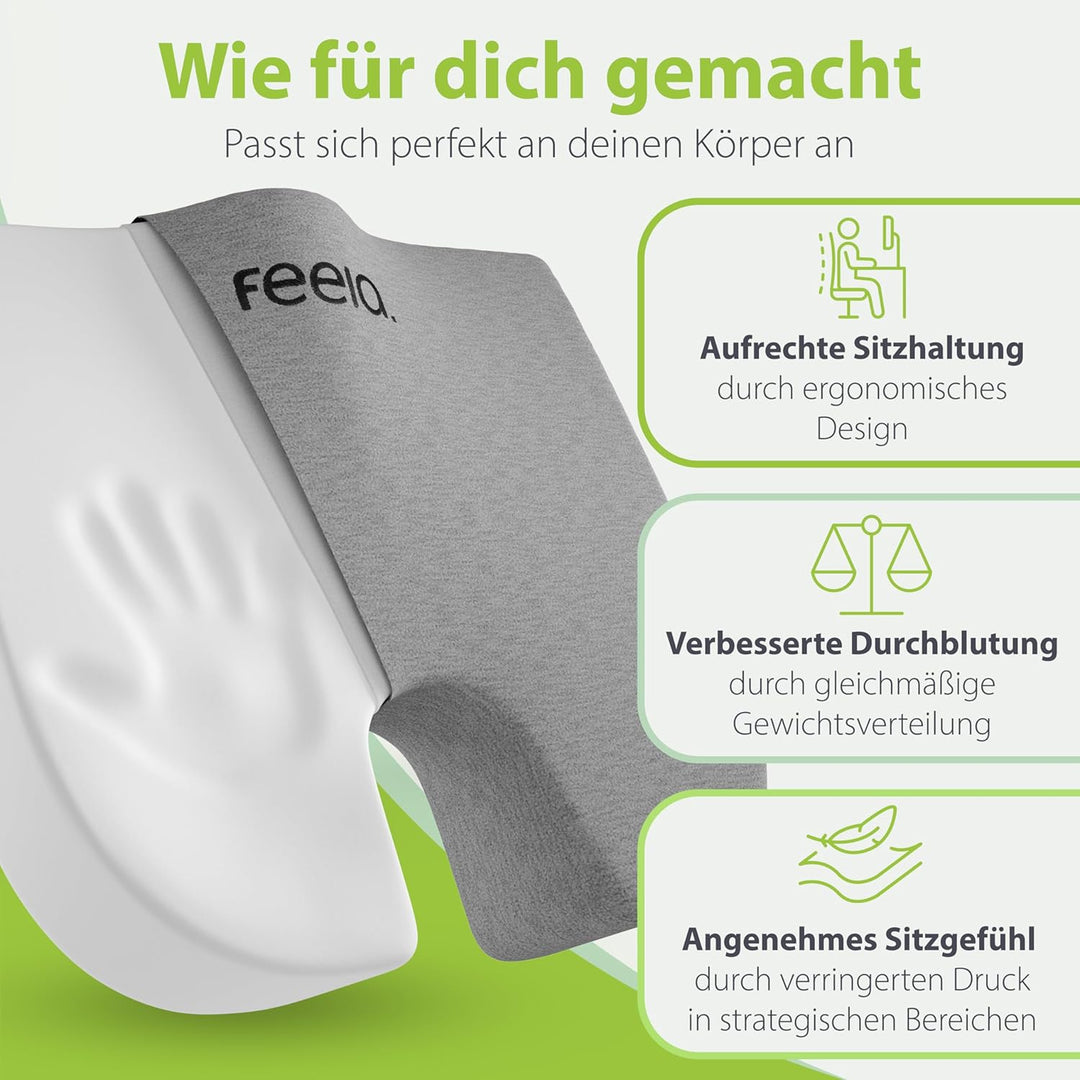 feela.® Orthopädisches Keilkissen [3 Härtegrade] – Memory Foam Haltungskorrektur für mehr Sitzkomfor