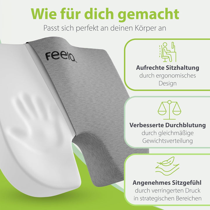 feela.® Orthopädisches Keilkissen [3 Härtegrade] – Memory Foam Haltungskorrektur für mehr Sitzkomfor