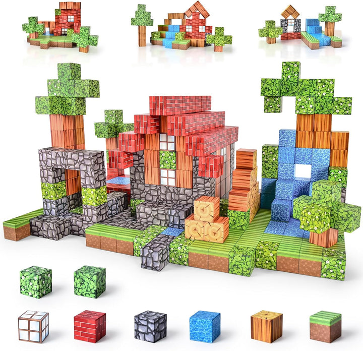 Ulikey Magnetische Bausteine, 80 Stück Magnetic Building Cubes 2.5CM Magnetische Würfel Set Wald Mag