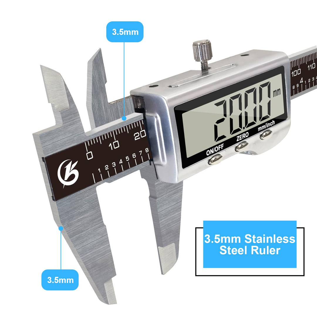 KETOTEK Digitaler Messschieber aus Edelstahl 150 mm/6 Zoll Messwerkzeug LCD-Display Messschieber mit