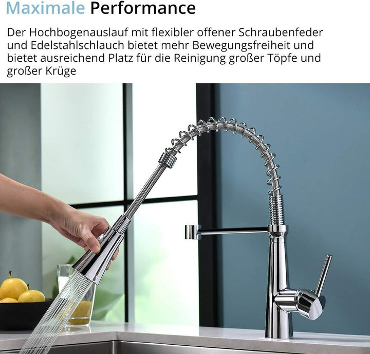 TIMACO Wasserhahn Küche Chrom 360° Drehbar Küchenarmatur mit Brause Mischbatterie Küche Armatur Küch