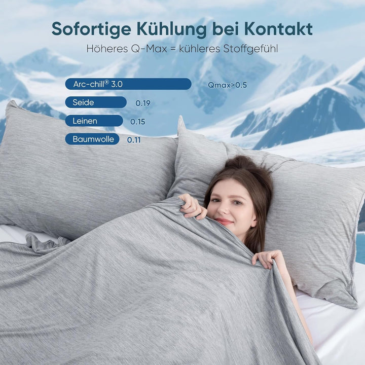 Elegear Kühldecke leichte Sommerdecke, Körper kühl halten, Arc-Chill 3.0 Kühlfasern Q-Max>0,5 Selbst