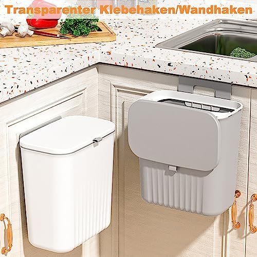 Komposteimer für Küche,Küchenabfalleimer,9L Mülleimer,Hängender Mülleimer Küche mit Deckel für Badez