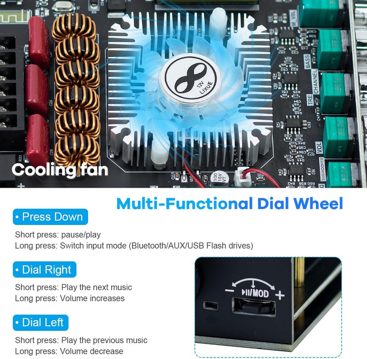 Hosyond ZK-HT21 TDA7498E Verstärkerplatine Bluetooth Amplifier Board 160W×2+220W Subwoofer 2.1 Kanal