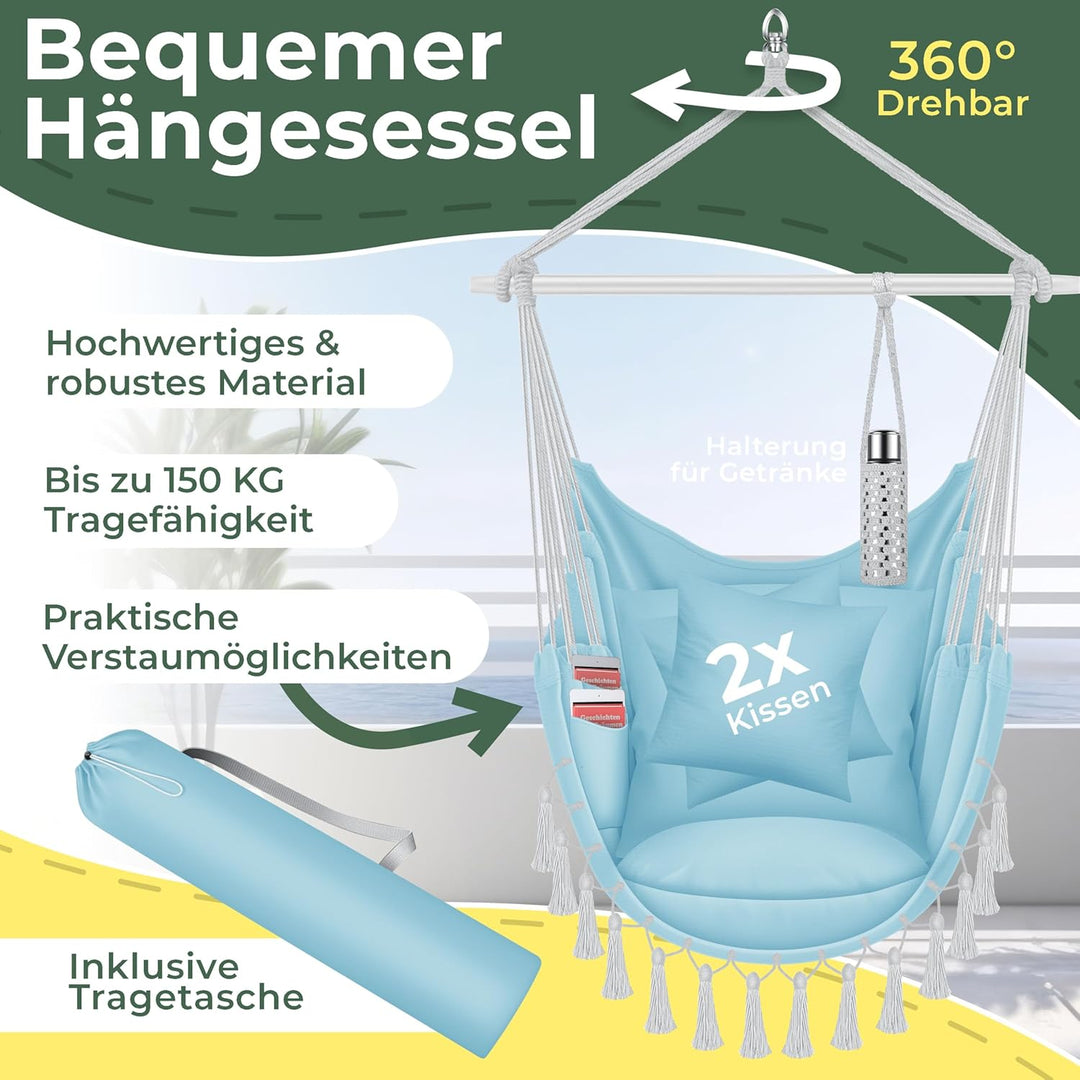 KESSER® Hängesessel Safari XXL Hängestuhl für Erwachsene & Kinder Hängematte bis 150 kg Hängesitz Au