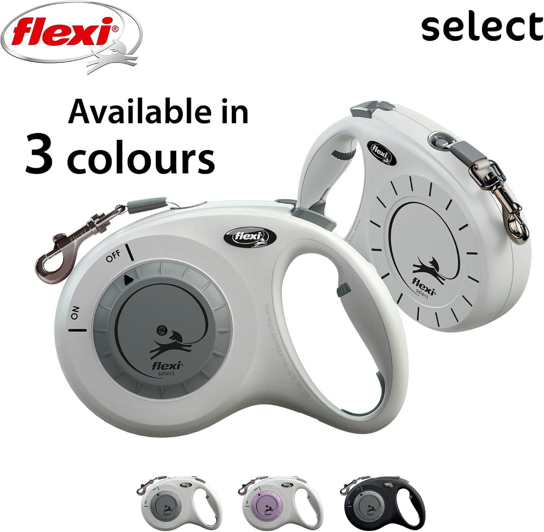 flexi® Select Gurt 7 m hellgrau, zwischen 0-7 m einstellbare Roll-Leine für Hunde bis 25 kg hellgrau