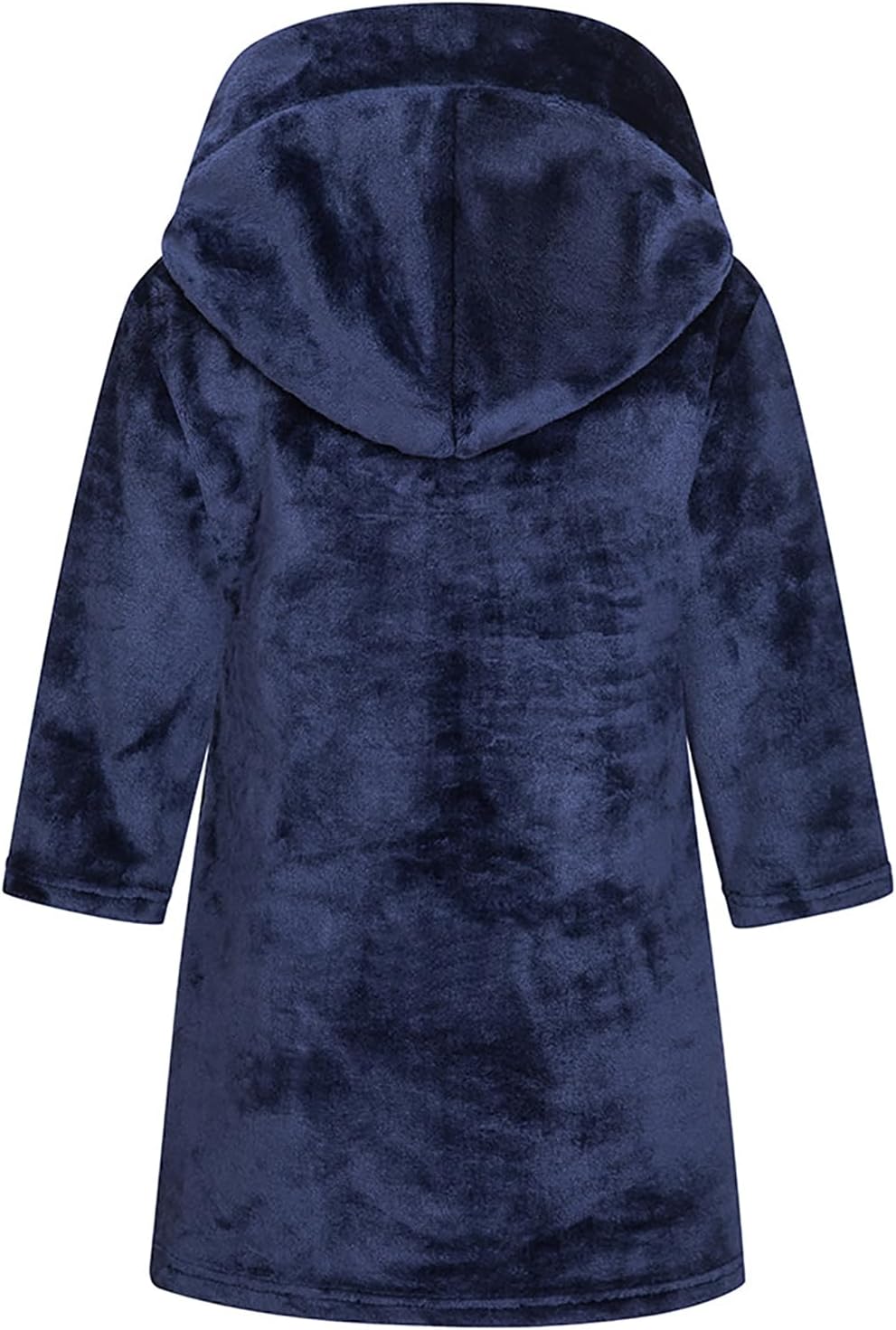 Bademantel für Mädchen, einfarbig, mit Kapuze, Flanell-Fleece-Bademantel für Jungen marineblau 9-12