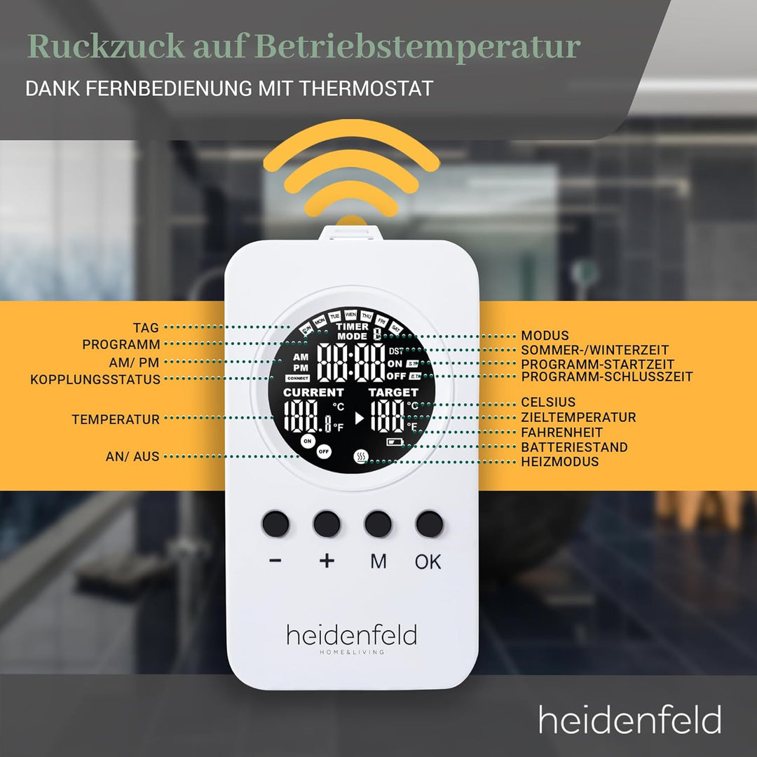 Heidenfeld Infrarotheizung HF-HP110 | 𝟭𝟬 𝐉𝐀𝐇𝐑𝐄 𝐆𝐀𝐑𝐀𝐍𝐓𝐈𝐄 - App Steuerung - 800 Watt - 12-19 m² - Infr