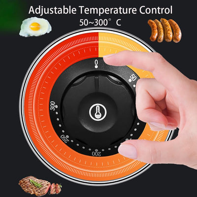 DULNICE Grillplatte elektrisch Gastro Tischgrill Elektrogrill Edelstahl Gusseisen, mit 73 x 43cm Gri