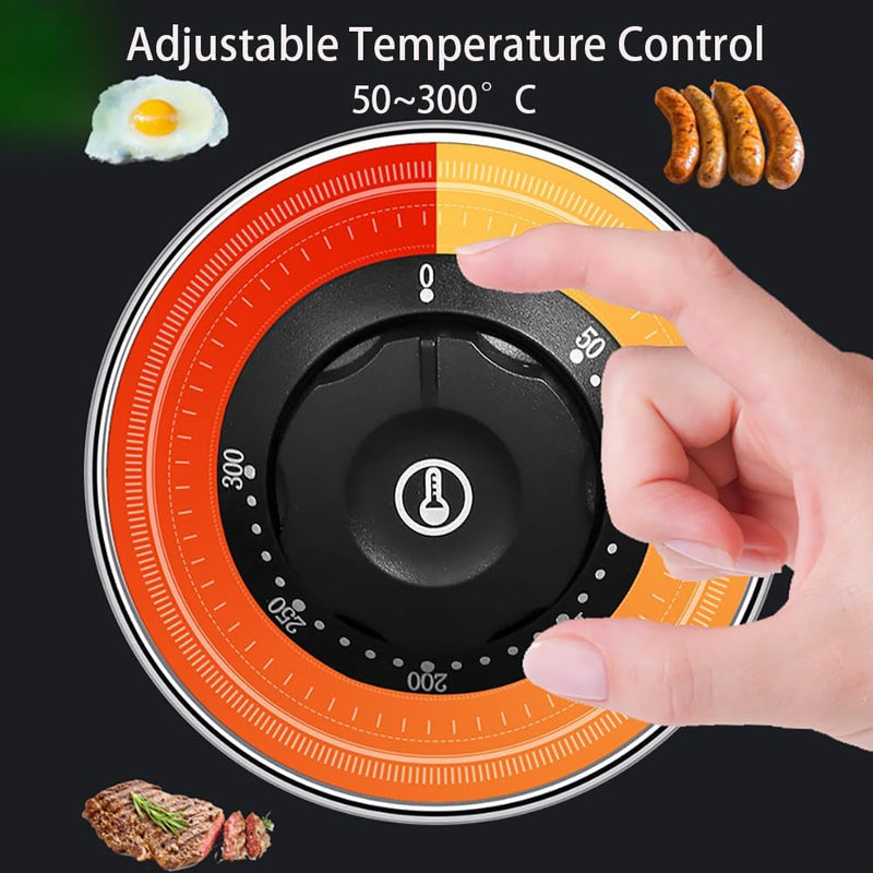 DULNICE Grillplatte elektrisch Gastro Tischgrill Elektrogrill Edelstahl Gusseisen, mit 73 x 43cm Gri