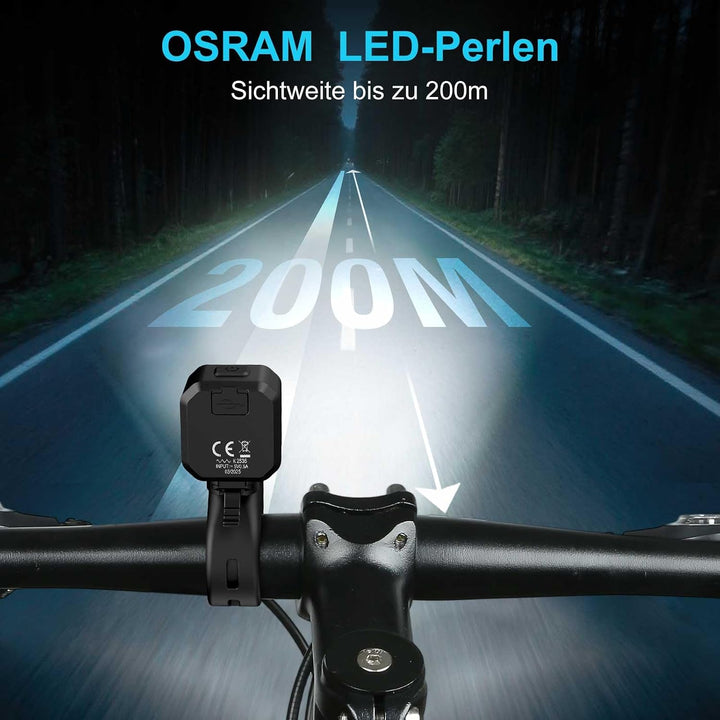 toptrek Fahrradlicht Set USB Aufladbar, StVZO zugelassen Fahrrad Lichter Led Set, IPX5 Wasserdicht F