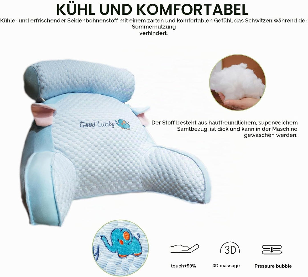 Rückenkissen für Bett und Sofa mit Armlehnen Ergonomisches Lesekissen Erwachsene Atmungsaktives Lese