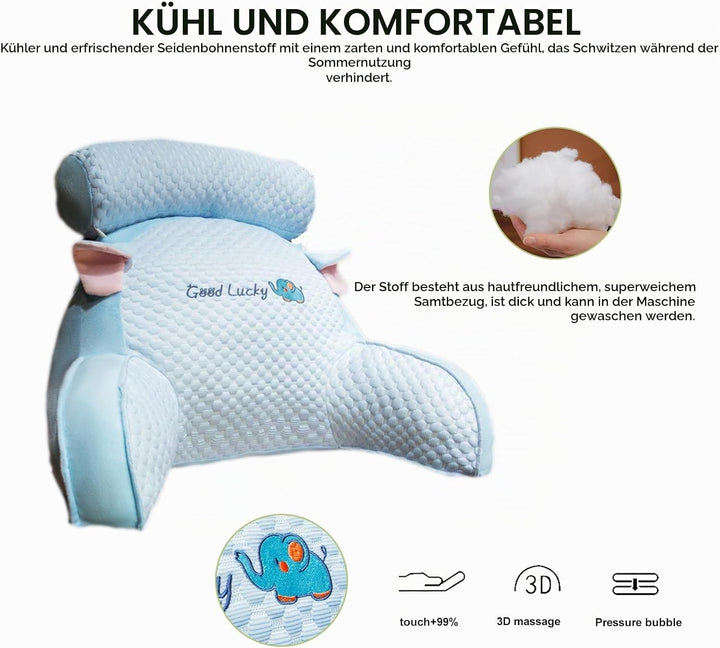 Rückenkissen für Bett und Sofa mit Armlehnen Ergonomisches Lesekissen Erwachsene Atmungsaktives Lese