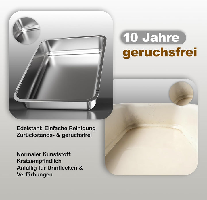 Pakeway Katzenklo aus Edelstahl Geschlossen mit 2 Einstiegsmöglichkeiten Grosse Hygienische Katzento