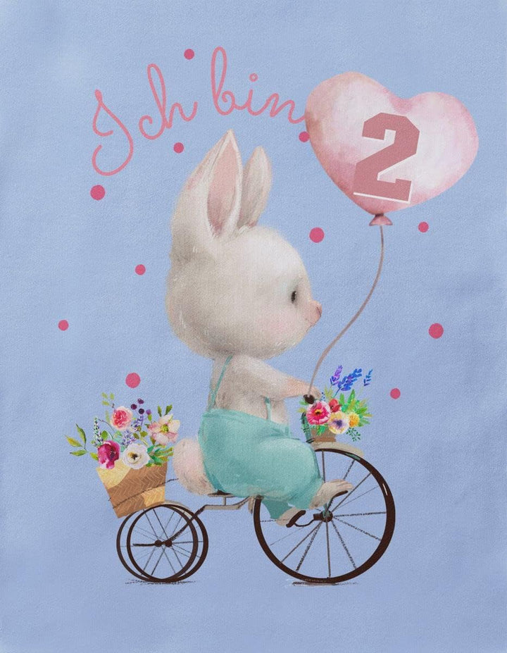miKalino Baby/Kinder Longsleeve mit Spruch Ich Bin Zwei 2 Niedlicher Hase auf einem Fahrrad Langarm