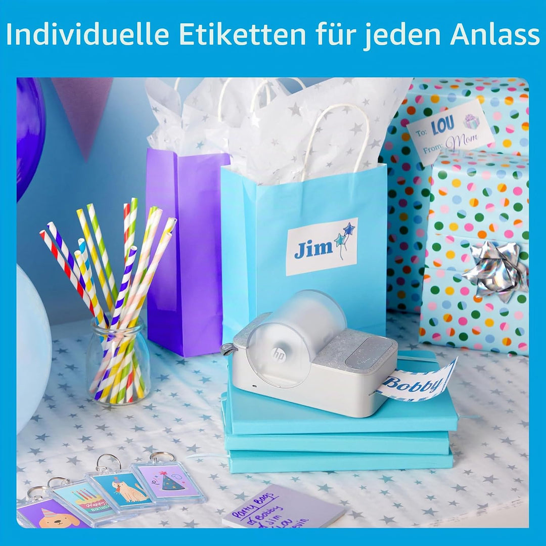HP Sprocket Panorama Tragbarer Sofort-Farbetiketten- und Fotodrucker (Grau), Geschenkpaket mit Etui,