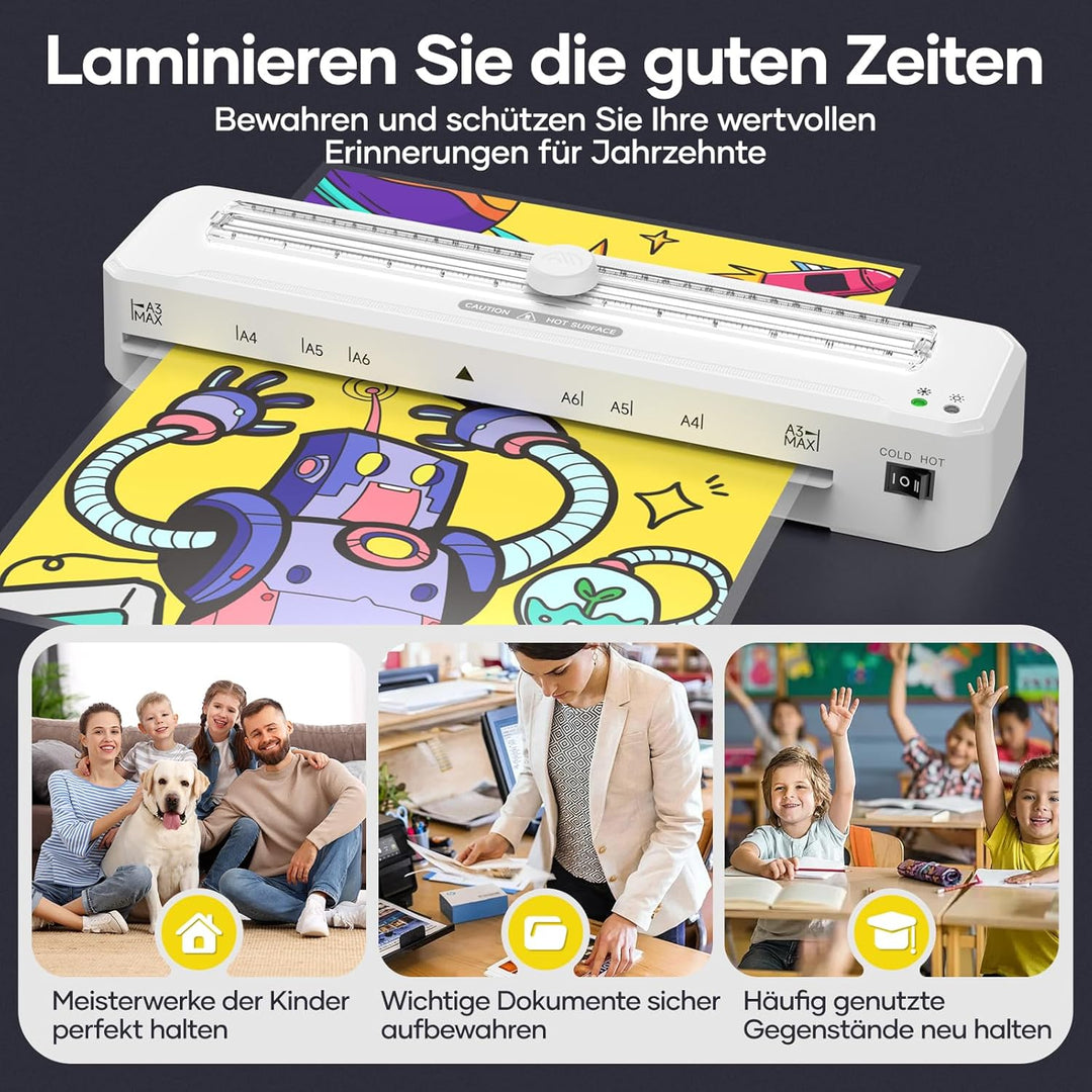 Heisslaminierfolien 80mic für A3 A4 A5 A6, Laminierfolien in Premium-Qualität im 50 Stück, Glänzend,