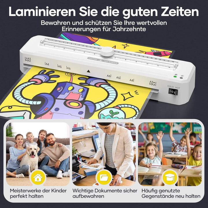 Heisslaminierfolien 80mic für A3 A4 A5 A6, Laminierfolien in Premium-Qualität im 50 Stück, Glänzend,
